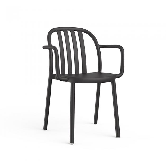 2 RESOL SUE Silla Con Brazos Interior, Exterior  Negro - 2 unidades