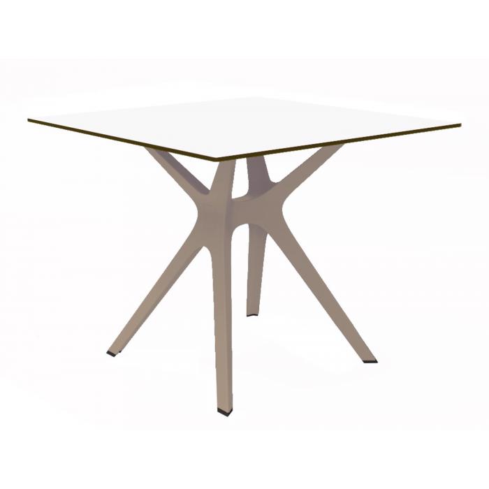 RESOL VELA S Mesa Cuadrada Interior, Exterior 90x90 Pie Arena - Tablero Blanco