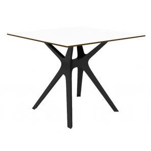 RESOL VELA S Mesa Cuadrada Interior, Exterior 90x90 Pie Negro - Tablero Blanco
