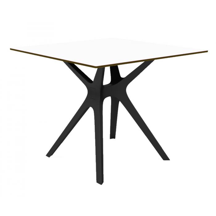 RESOL VELA S Mesa Cuadrada Interior, Exterior 90x90 Pie Negro - Tablero Blanco