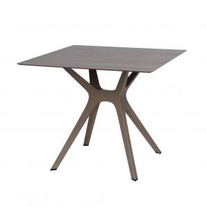 RESOL VELA S Mesa Cuadrada Interior, Exterior 90x90 Pie Arena - Tablero Madera lavada