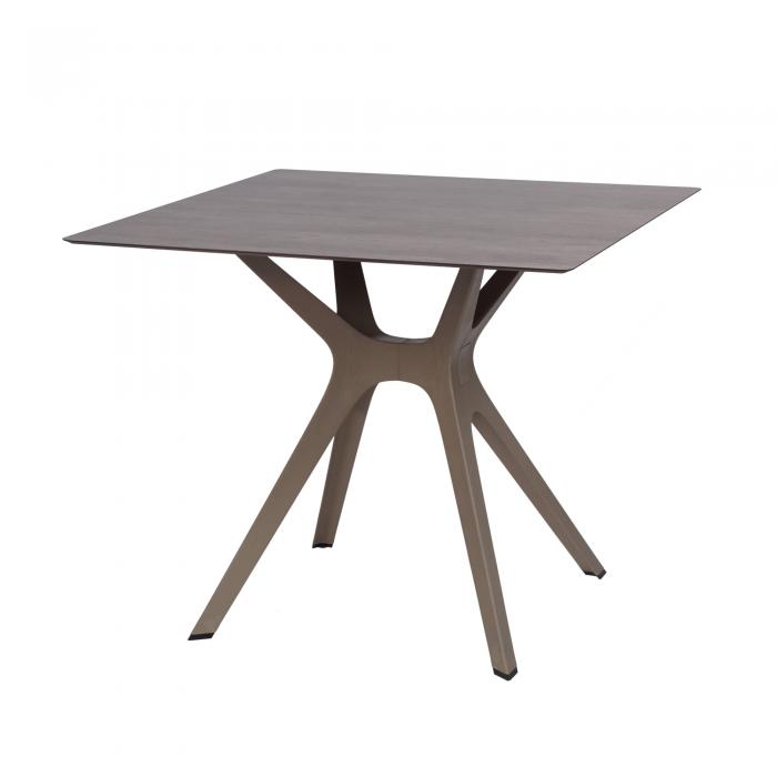 RESOL VELA S Mesa Cuadrada Interior, Exterior 90x90 Pie Arena - Tablero Madera lavada