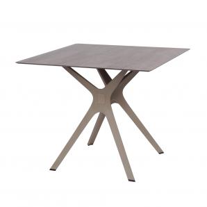RESOL VELA S Mesa Cuadrada Interior, Exterior 90x90 Pie Arena - Tablero Madera lavada