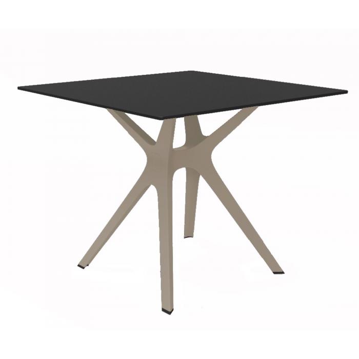 RESOL VELA S Mesa Cuadrada Interior, Exterior 90x90 Pie Arena - Tablero Negro