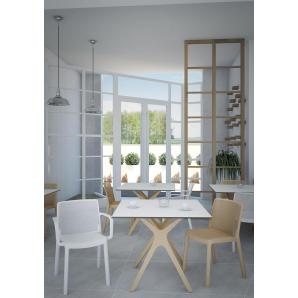 RESOL VELA S Mesa Cuadrada Interior, Exterior 90x90 Pie Negro - Tablero Negro