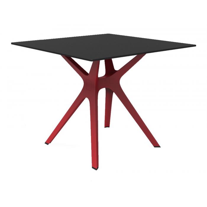 RESOL VELA S Mesa Cuadrada Interior, Exterior 90x90 Pie Rojo - Tablero Negro