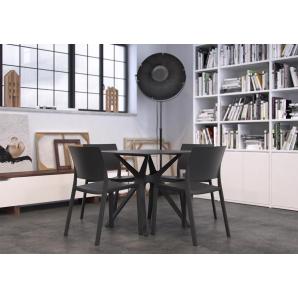 RESOL VELA S Mesa Cuadrada Interior, Exterior 90x90 Pie Rojo - Tablero Negro