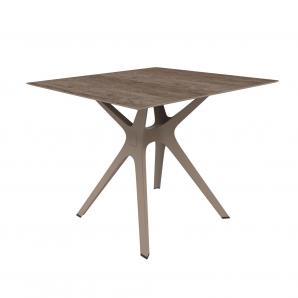 RESOL VELA S Mesa Cuadrada Interior, Exterior 90x90 Pie Arena - Tablero Roble ceniza