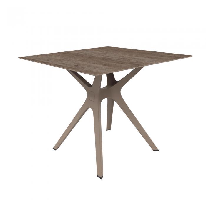 RESOL VELA S Mesa Cuadrada Interior, Exterior 90x90 Pie Arena - Tablero Roble ceniza