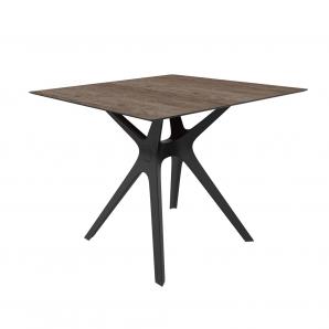 RESOL VELA S Mesa Cuadrada Interior, Exterior 90x90 Pie Negro - Tablero Roble ceniza