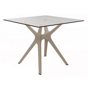 RESOL VELA S Mesa Cuadrada Interior, Exterior 90x90 Pie Arena - Tablero Cristal