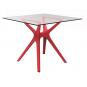 RESOL VELA S Mesa Cuadrada Interior, Exterior 90x90 Pie Rojo - Tablero Cristal