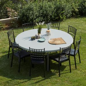 GARBAR VERDI Mesa Redonda Plegable Interior, Exterior Ø150 Gris