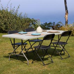 GARBAR VIVALDI Mesa Rectangular Plegable Interior, Exterior 200x90 Gris