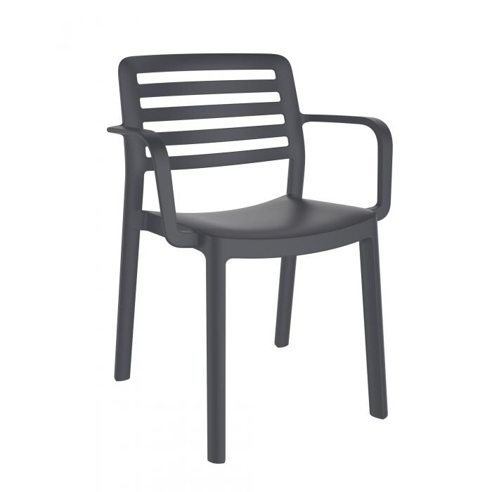 4 GARBAR WIND Silla Con Brazos Interior, Exterior Gris oscuro - 4 unidades