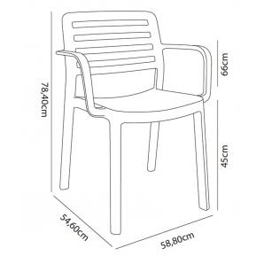 4 GARBAR WIND Silla Con Brazos Interior, Exterior Gris oscuro - 4 unidades