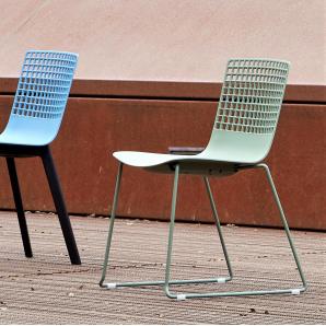 2 RESOL WIRE Silla Patín Interior, Exterior  Gris verdoso - 2 unidades