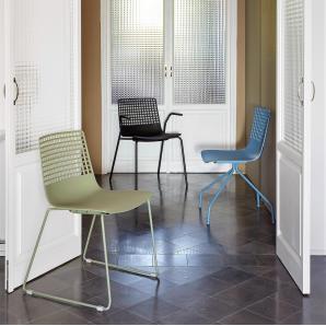 2 RESOL WIRE Silla Patín Interior, Exterior  Gris verdoso - 2 unidades