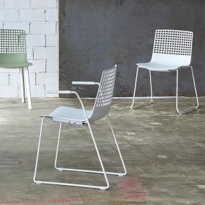 2 RESOL WIRE Silla Patín Interior, Exterior  Gris verdoso - 2 unidades