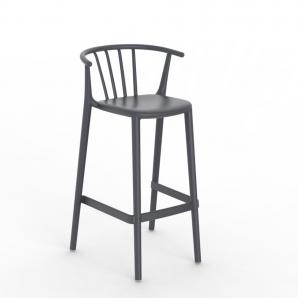 2 RESOL WOODY Taburete Alto Interior, Exterior  Gris oscuro - 2 unidades
