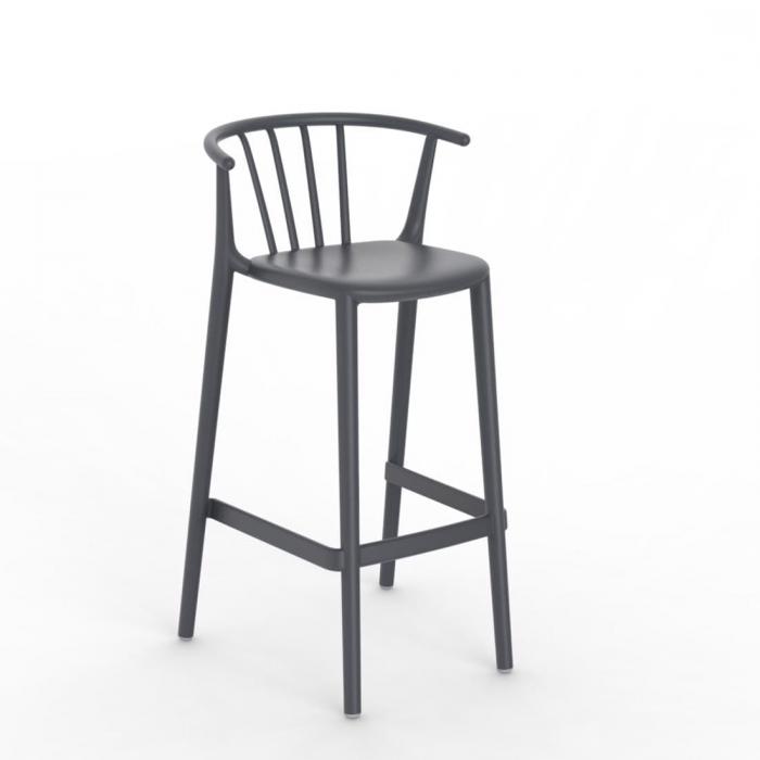 2 RESOL WOODY Taburete Alto Interior, Exterior  Gris oscuro - 2 unidades