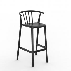 2 RESOL WOODY Taburete Alto Interior, Exterior  Negro - 2 unidades