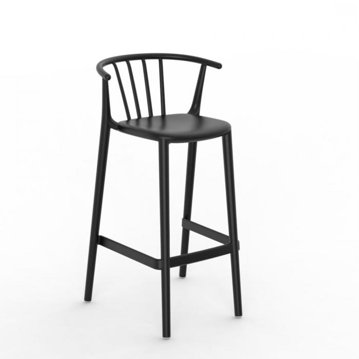 2 RESOL WOODY Taburete Alto Interior, Exterior  Negro - 2 unidades