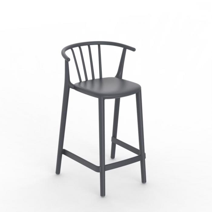 2 RESOL WOODY Taburete Medio Interior, Exterior  Gris oscuro - 2 unidades
