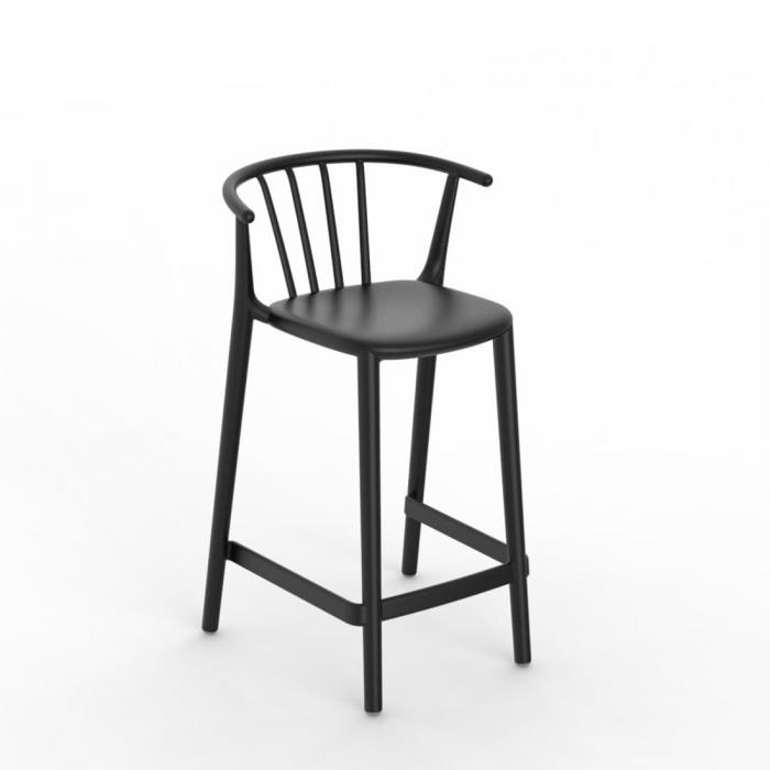 2 RESOL WOODY Taburete Medio Interior, Exterior  Negro - 2 unidades