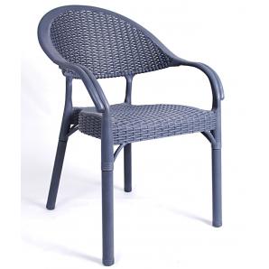4 Sillones torremolinos, apilable, polipropileno gris oscuro - 4 unidades