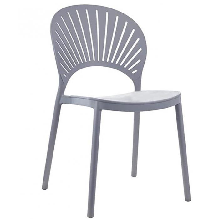 4 Sillas abanico, apilable, polipropileno gris claro - 4 unidades