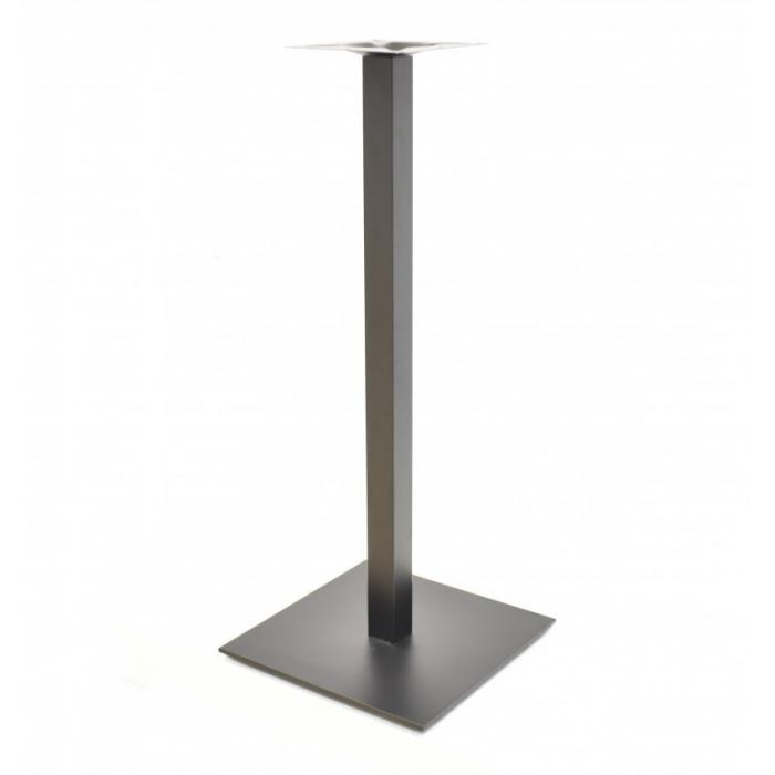 2 Bases de mesa trocadero, alta, tubo cuadrado, negra, base de acero de 8 mm. 45 x 45 cms, altura 110 cms - 2 unidades