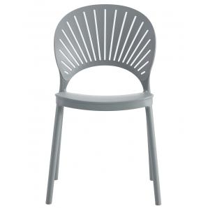 4 Sillas abanico, apilable, polipropileno gris claro - 4 unidades