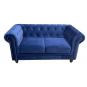 Sofá chester premium, 2 plazas, tapizado velvet azul navy