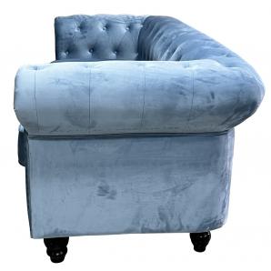 Sofá chester premium, 2 plazas, tapizado velvet dusky azul