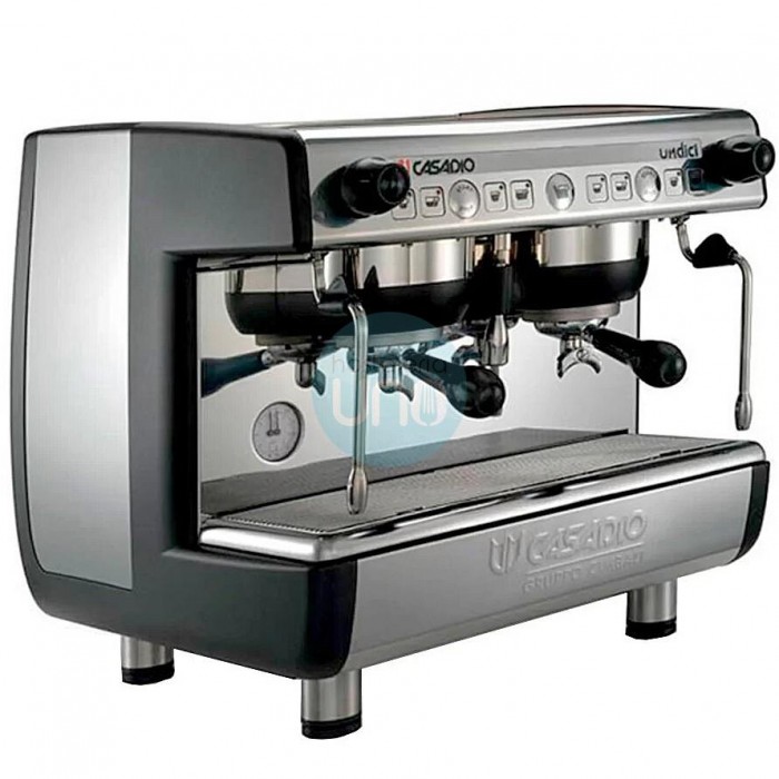 Máquina de Café Expreso Profesional, Compacta, 2 Grifos, Laterales Negro, Casadio Undici A2 Compact