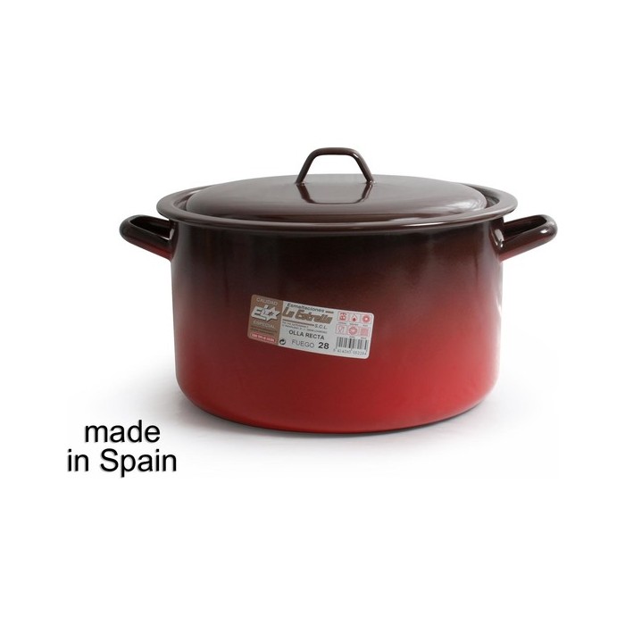 OLLA RECTA C/TAPA 28CM - 9,7L FUEGO - Imagen 1