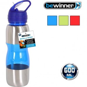Talla Unica Colores Surtidos Multicolor 500 ml BEWINNER Botella Sport Plástico y Metal 