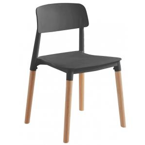 6 Sillas croscat (su), madera, polipropileno gris oscuro - 6 unidades