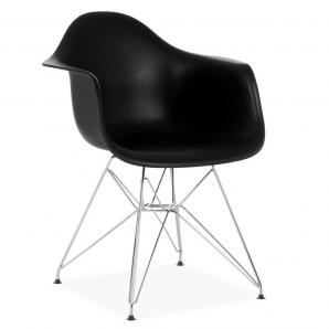 4 Sillones tower, cromado, polipropileno negro - 4 unidades