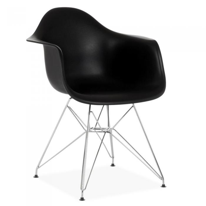 4 Sillones tower, cromado, polipropileno negro - 4 unidades