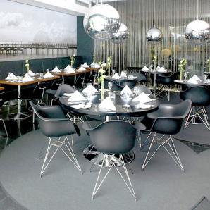 4 Sillones tower, cromado, polipropileno negro - 4 unidades
