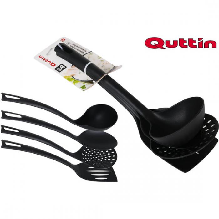 SET 4 UTENSILIOS NYLON QUTTIN NEGRO - Imagen 1