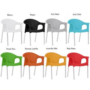 4 Sillones nilo, aluminio, apilable, polipropileno negro* - 4 unidades