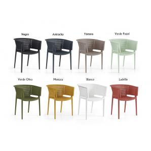 4 Sillones bill, apilable,  polipropileno antracita - 4 unidades
