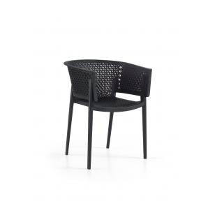 4 Sillones bill, apilable,  polipropileno antracita - 4 unidades