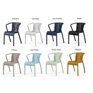4 Sillones lugo, apilable,  polipropileno antracita* - 4 unidades
