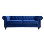 Sofá chester premium, 3 plazas, tapizado velvet azul navy