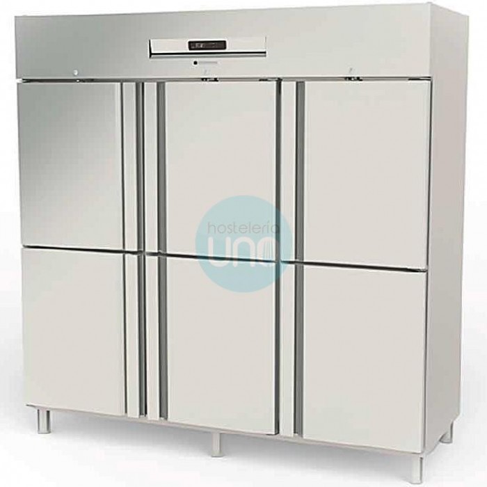 Armario Refrigerado, 6 Puertas opacas, 2197 Litros, 18 Guías, 9 Estantes GN2/1, INOX, Coreco AGR-2006