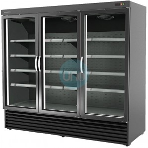 Armario Refrigerado Expositor, 3 Puertas, Negro Dentro y Fuera, Fondo 86 cm, Coreco RVC-2003NN